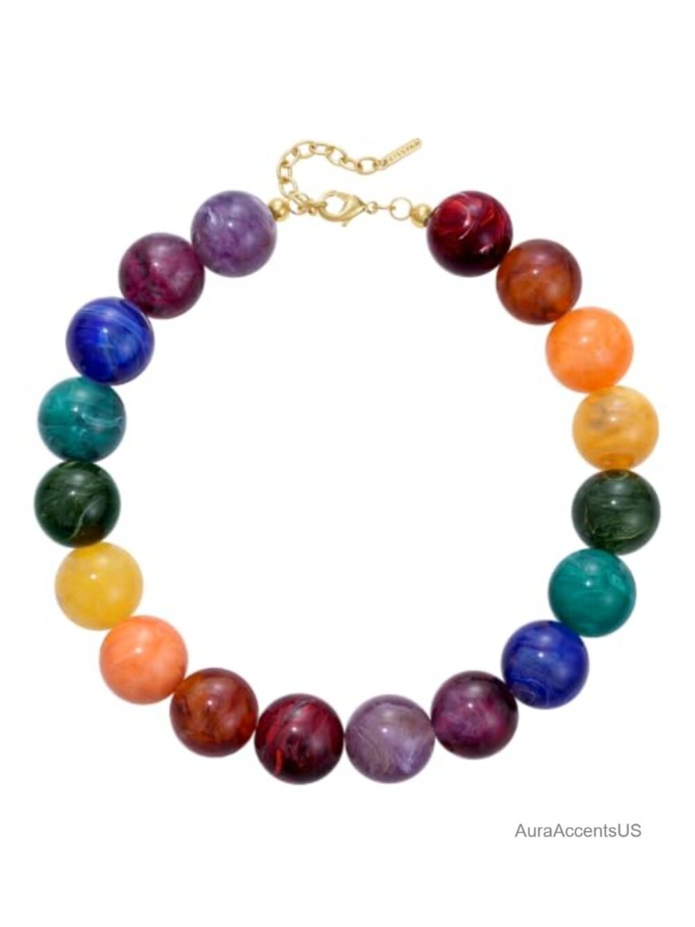 Chunky Beaded Statement Necklace for Women Oversized Resin 18 Inch